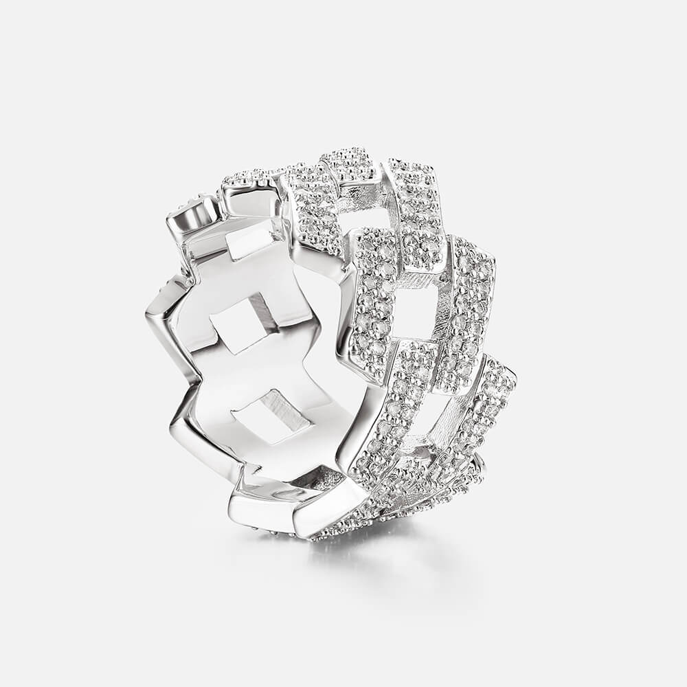 Iced Prong Cuban Chain Hip Hop Ring