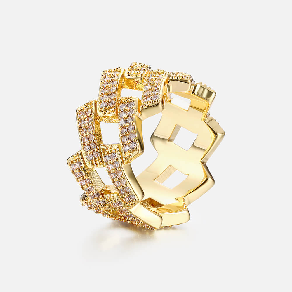 Iced Prong Cuban Chain Hip Hop Ring