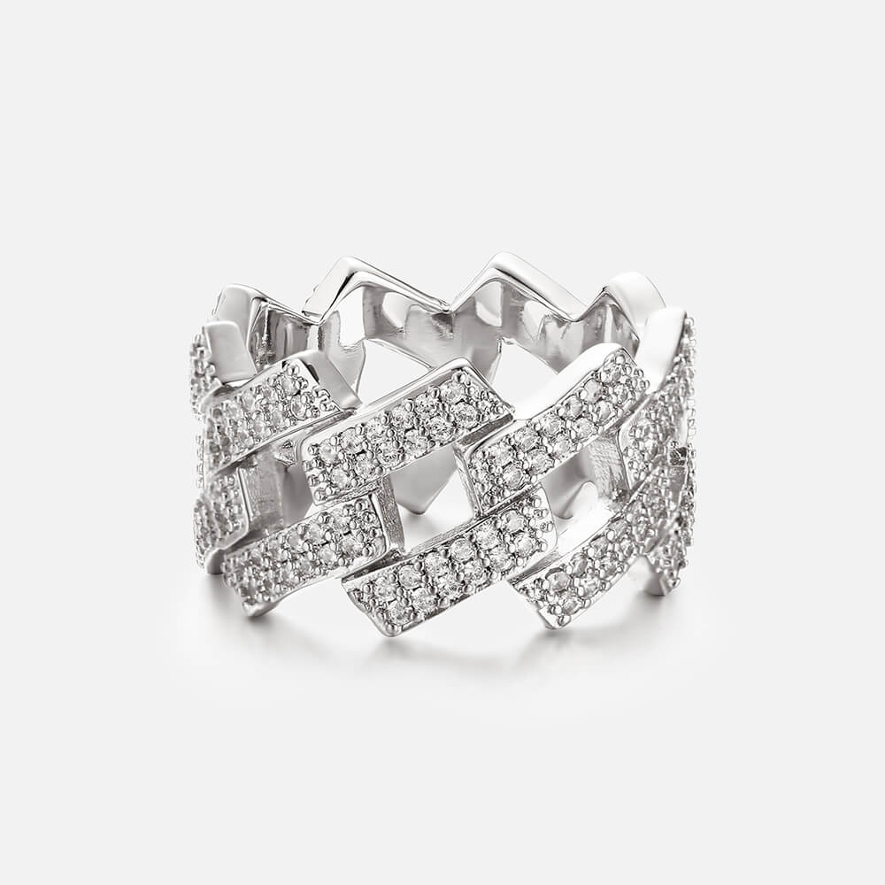 Iced Prong Cuban Chain Hip Hop Ring