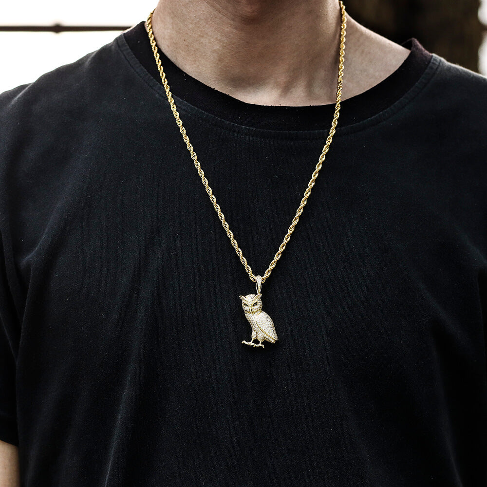 Iced Walking Owl Pendant