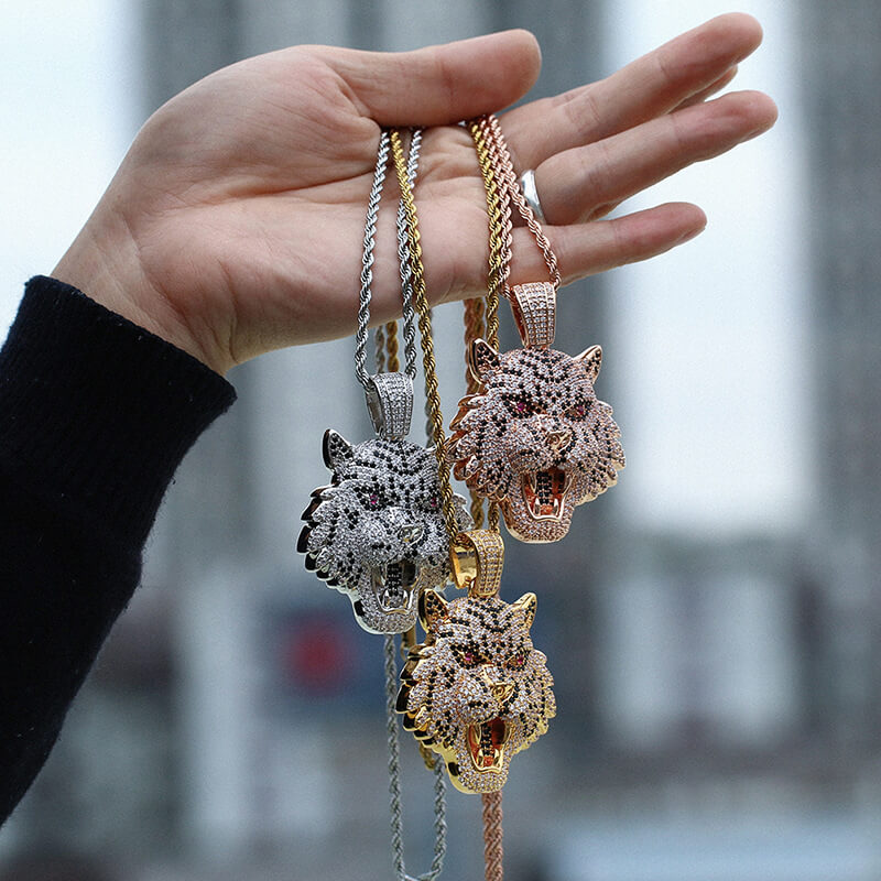 Leopard Head Zircon Hip Hop Pendant