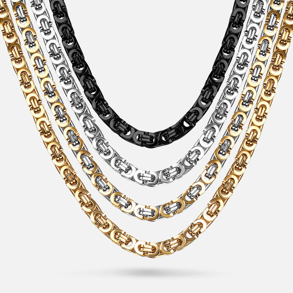 Multi-size Stainless Steel Byzantine Necklace
