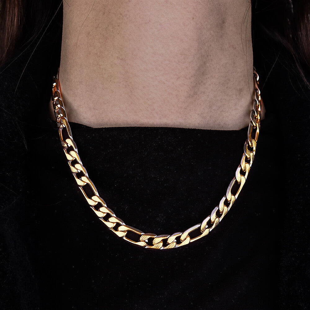 Multi-Size Stainless Steel Figaro Chain in Gold