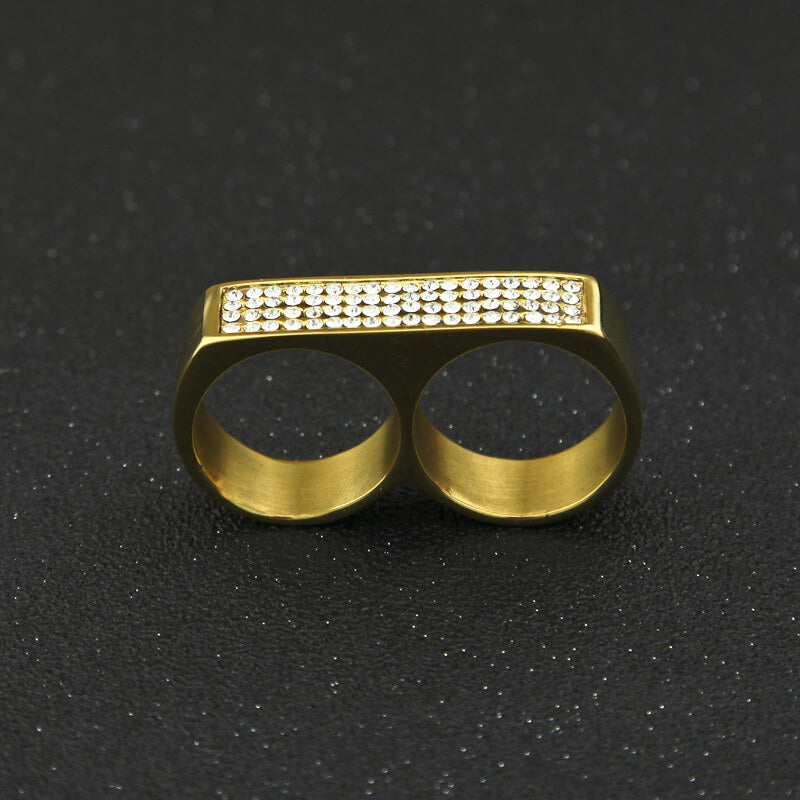 Rock Double Hole Diamond Men's Ring