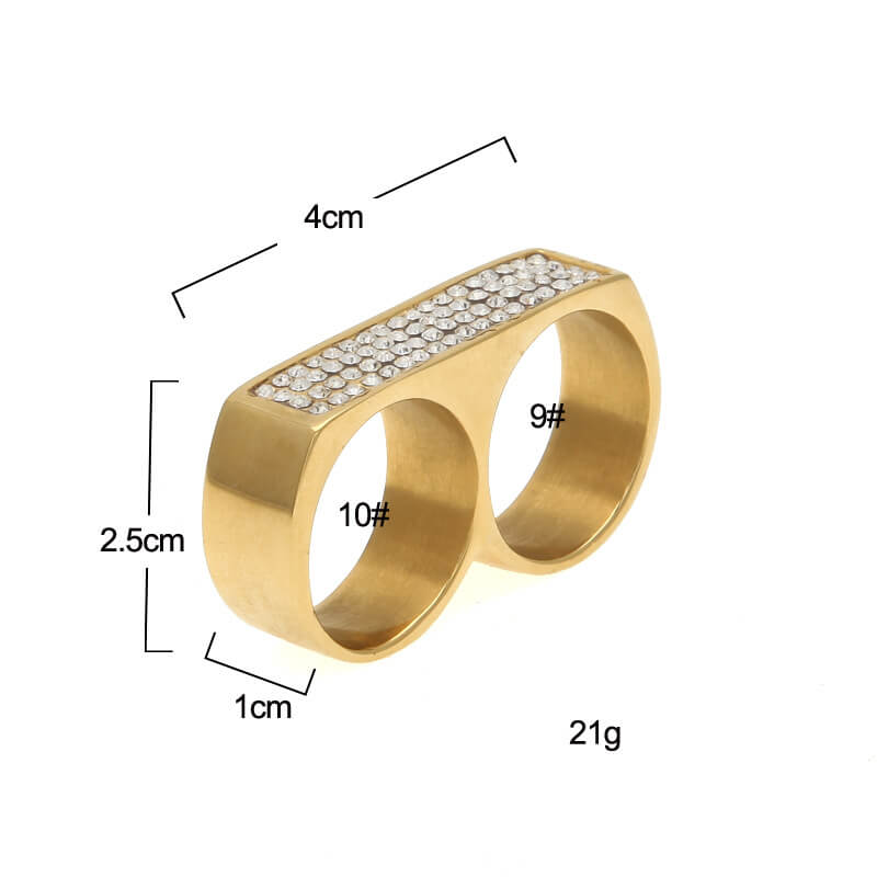 Rock Double Hole Diamond Men's Ring