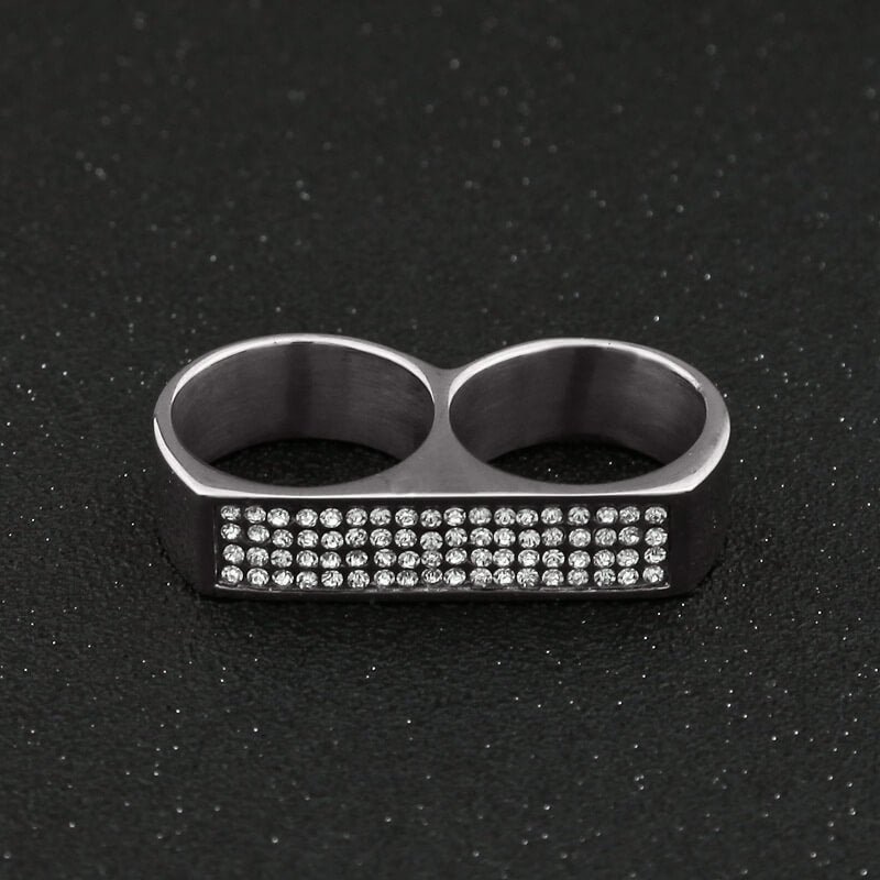 Rock Double Hole Diamond Men's Ring
