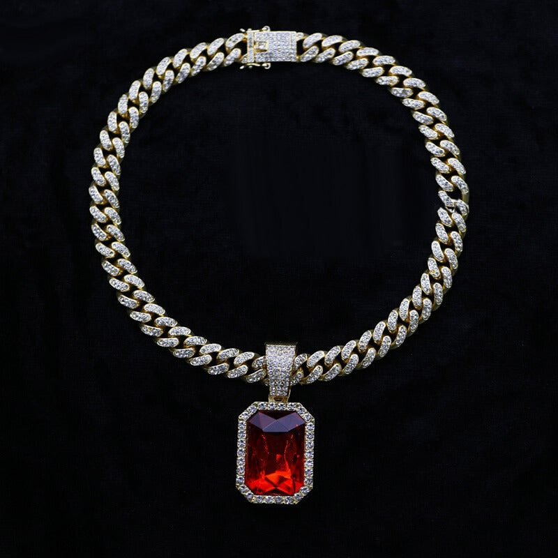 Ruby and Diamond Cuban Chain Pendant