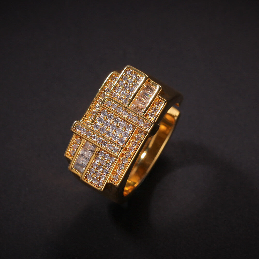 Staggered Lines Cz Stone Ring