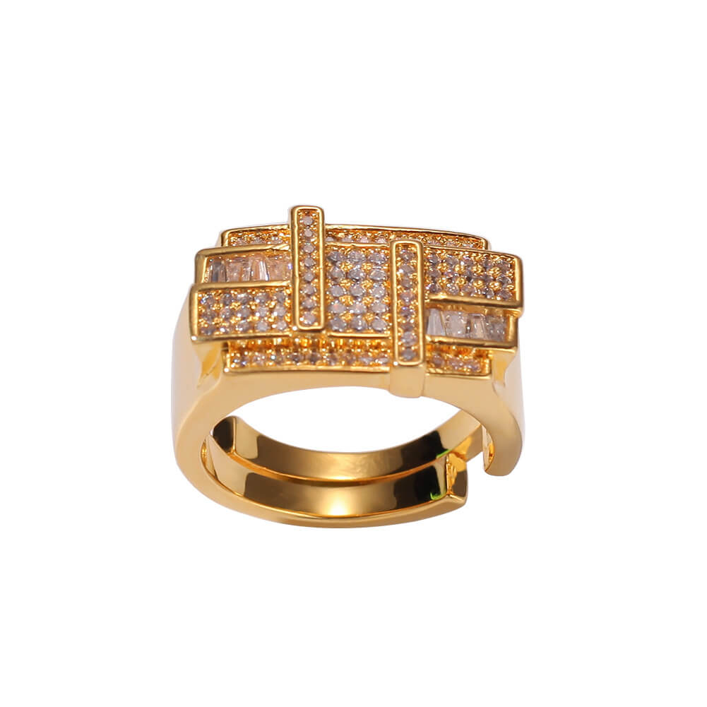 Staggered Lines Cz Stone Ring
