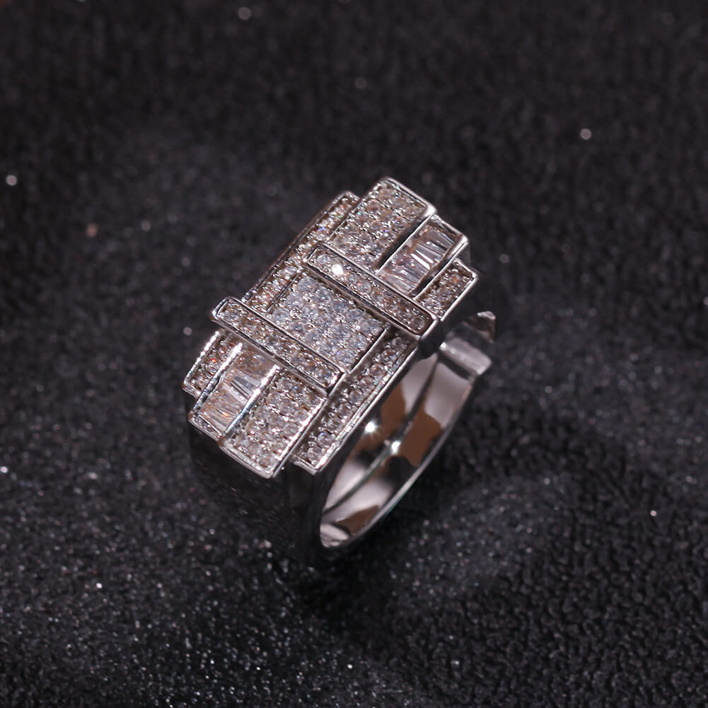 Staggered Lines Cz Stone Ring