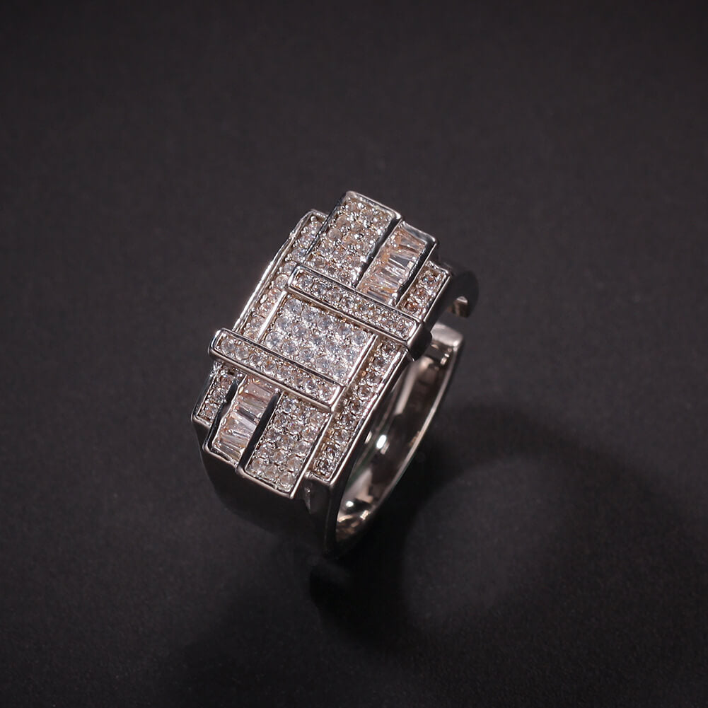 Staggered Lines Cz Stone Ring