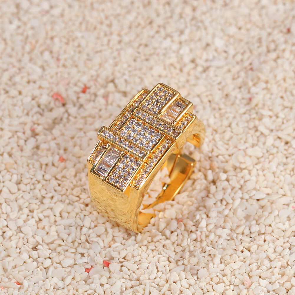 Staggered Lines Cz Stone Ring