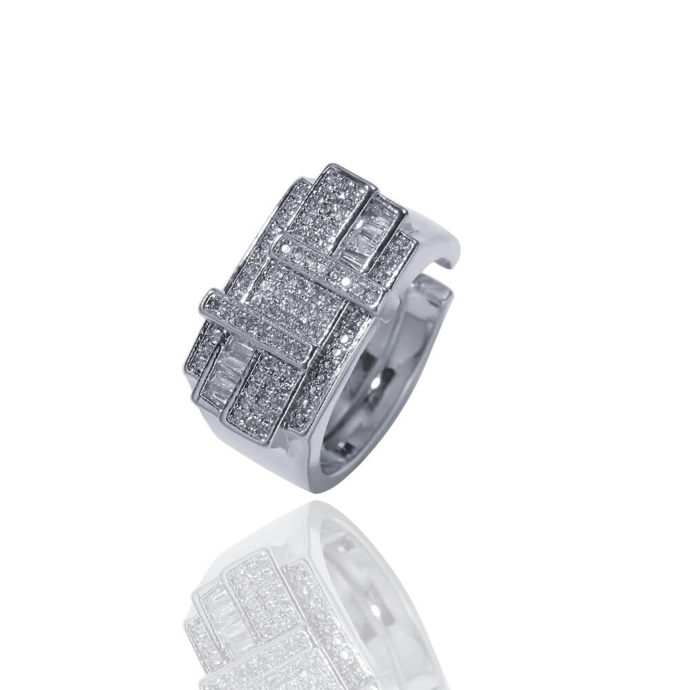Staggered Lines Cz Stone Ring