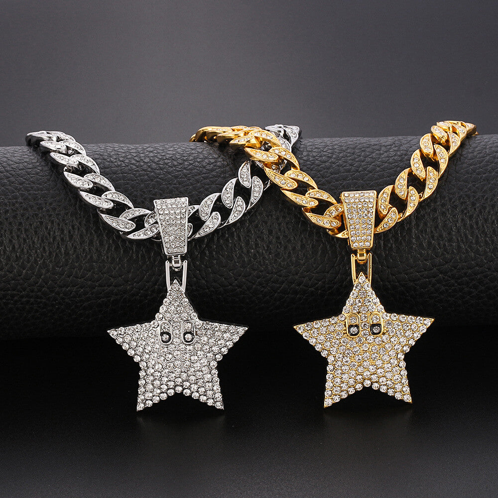 Sun Flower Star Necklace Hip Hop Pendant