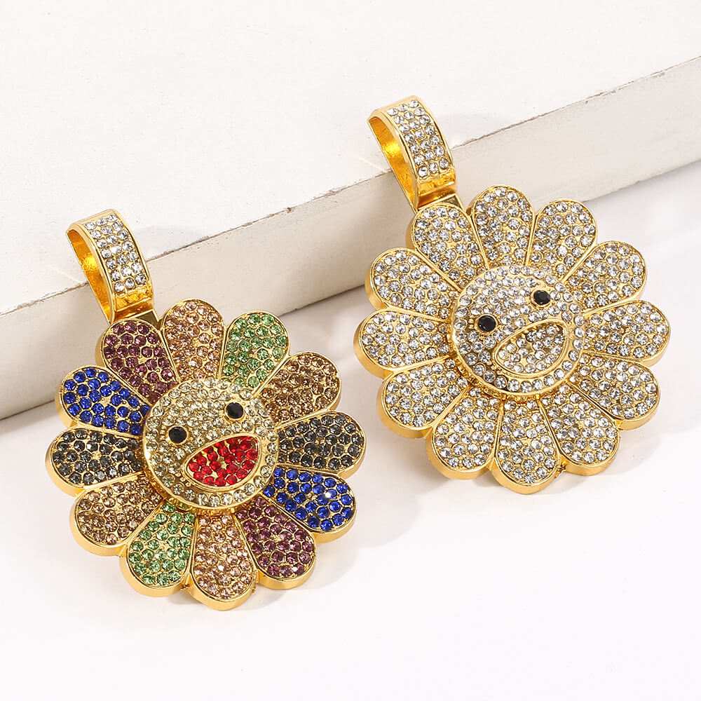 Sun Flower Star Necklace Hip Hop Pendant