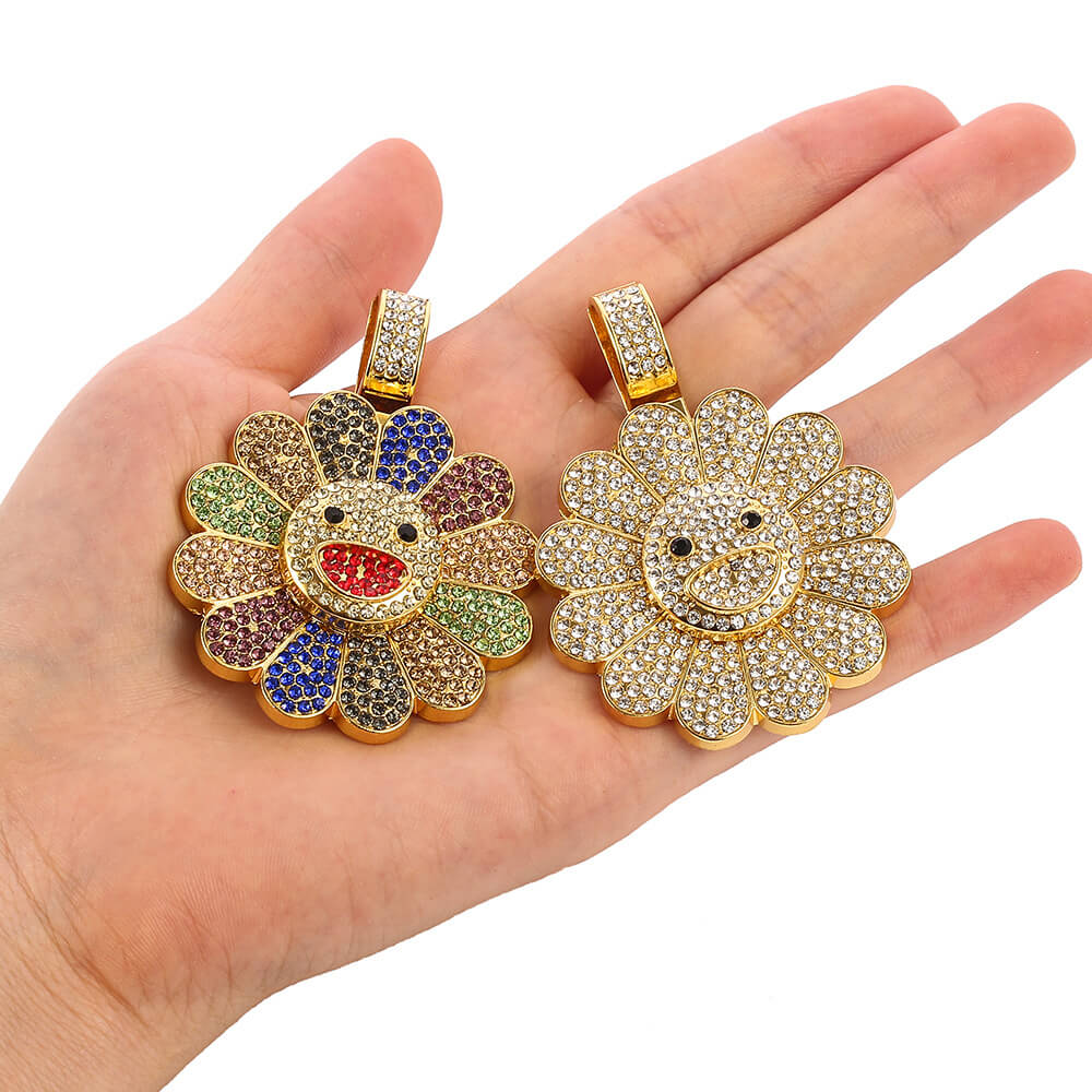 Sun Flower Star Necklace Hip Hop Pendant