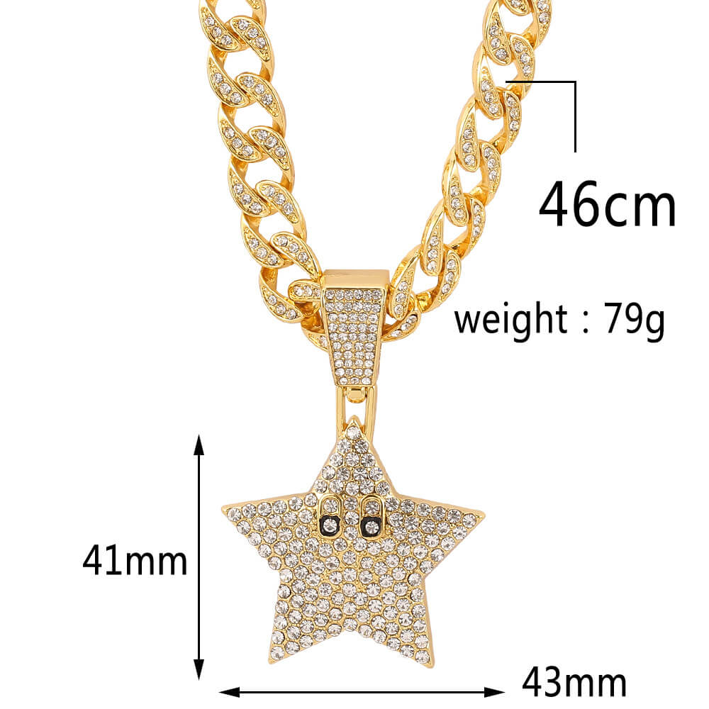 Sun Flower Star Necklace Hip Hop Pendant