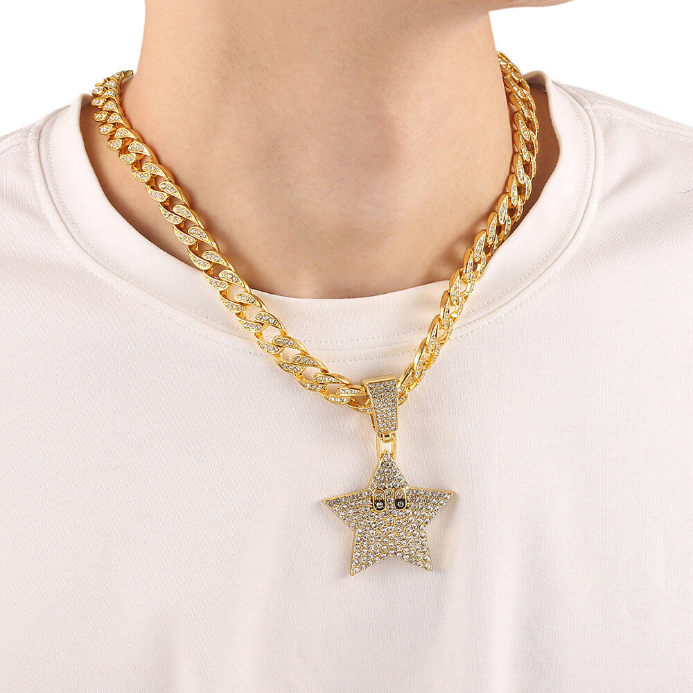Sun Flower Star Necklace Hip Hop Pendant