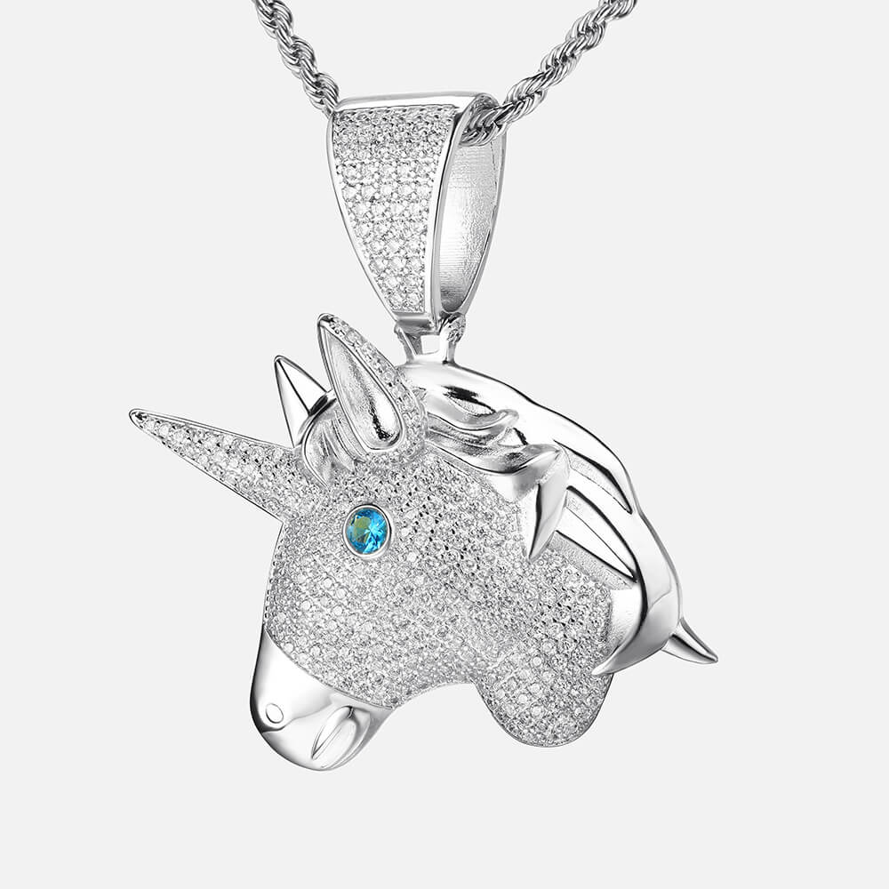 Unicorn Head Micro-inlaid Zircon Hip-hop Pendant
