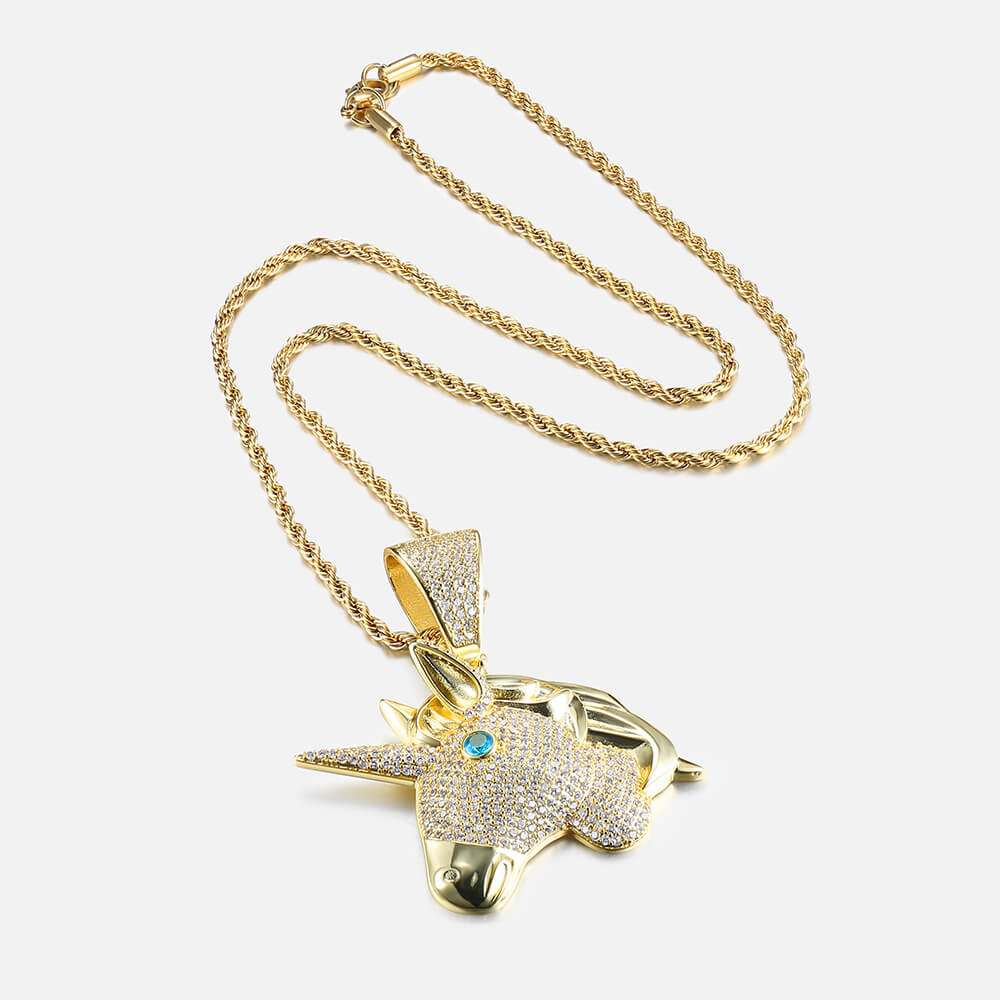 Unicorn Head Micro-inlaid Zircon Hip-hop Pendant