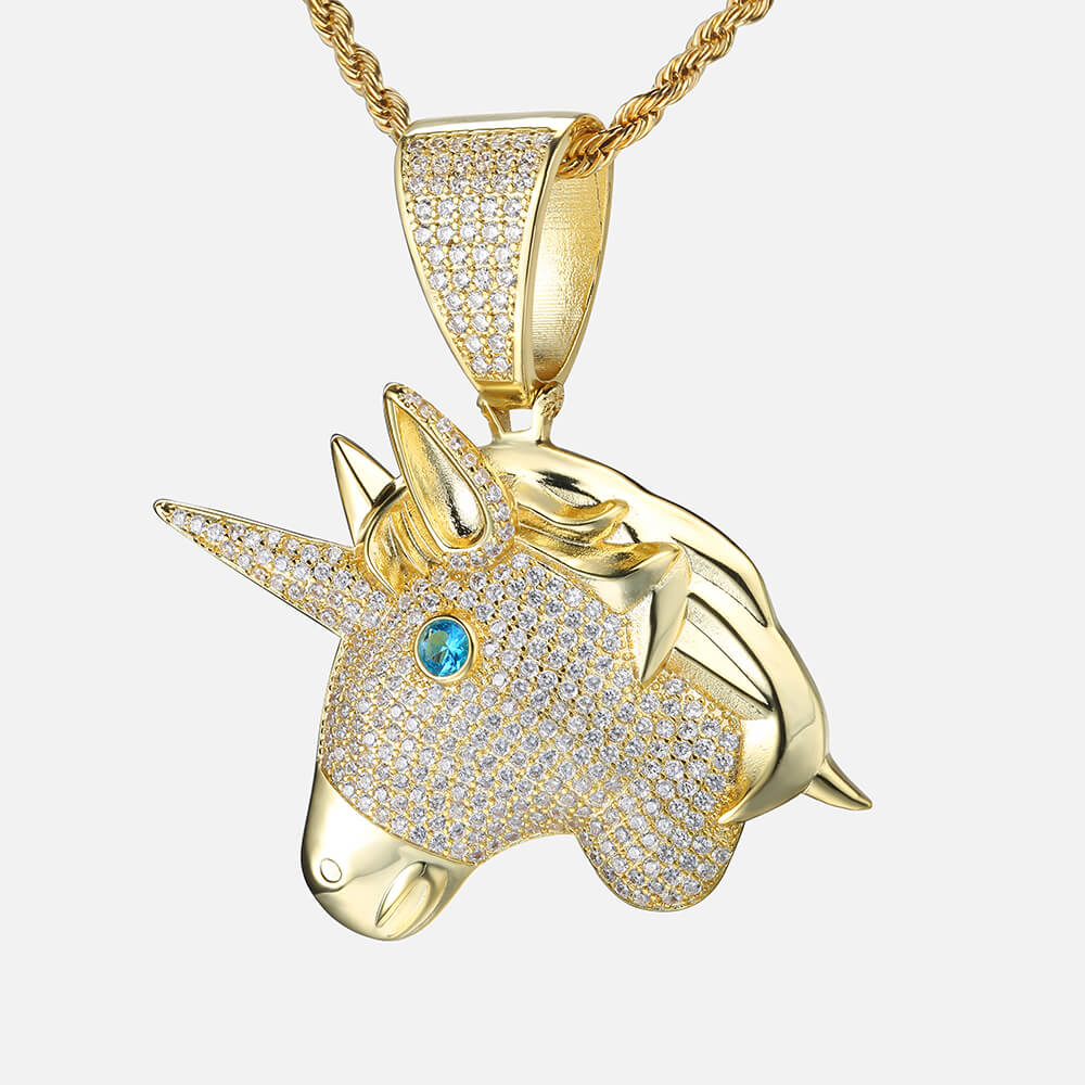Unicorn Head Micro-inlaid Zircon Hip-hop Pendant