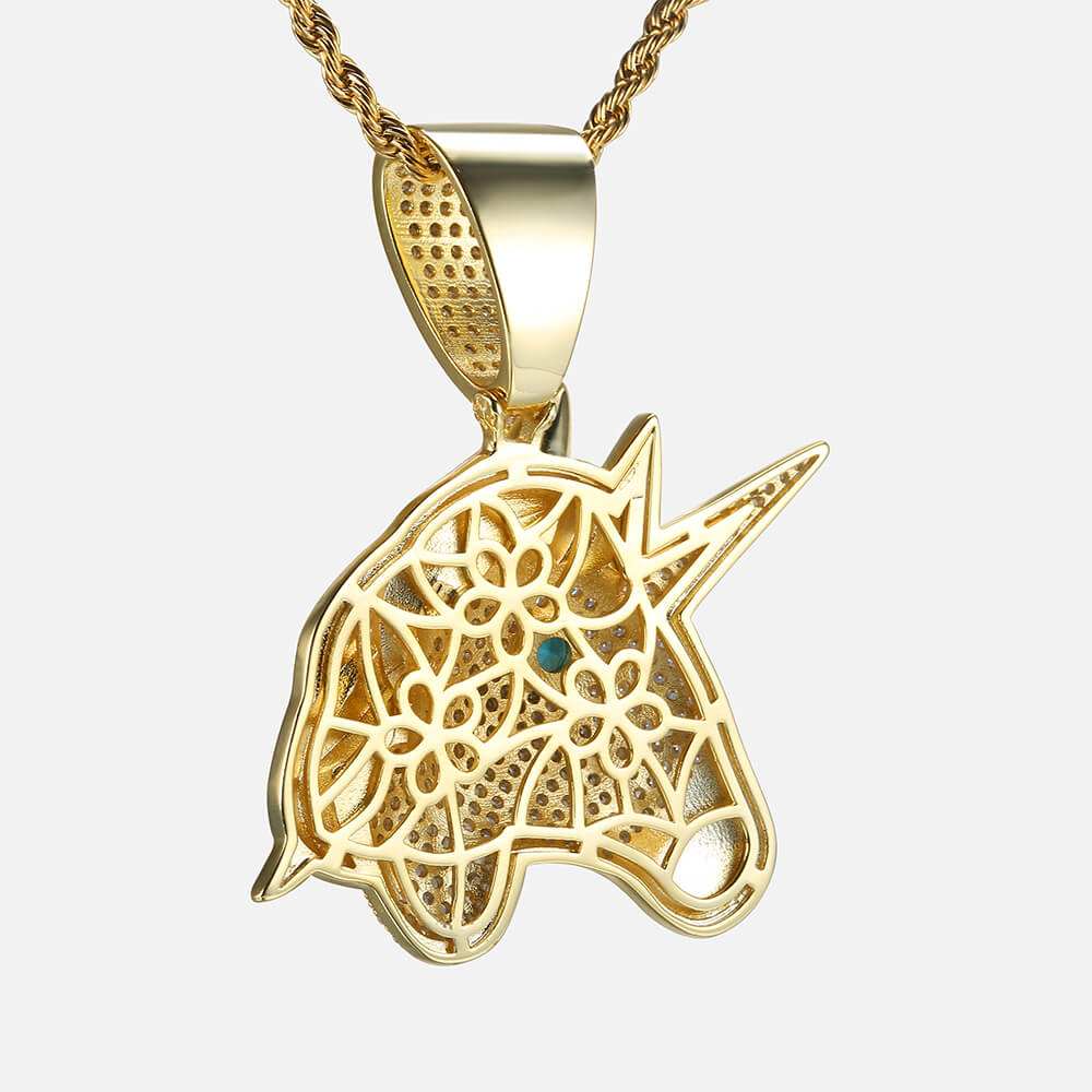 Unicorn Head Micro-inlaid Zircon Hip-hop Pendant