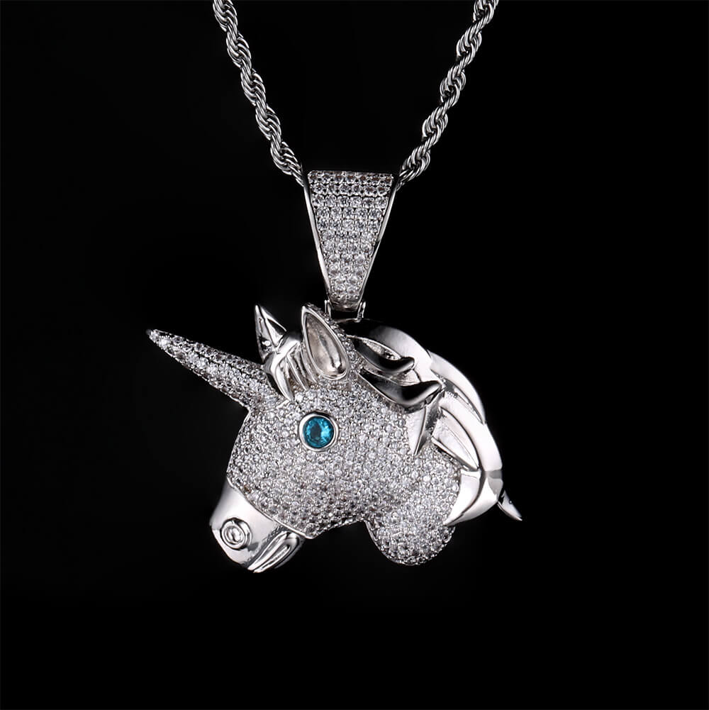 Unicorn Head Micro-inlaid Zircon Hip-hop Pendant