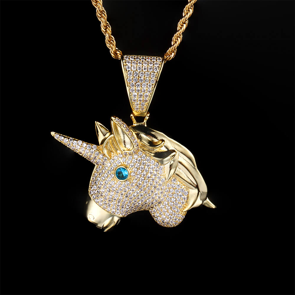 Unicorn Head Micro-inlaid Zircon Hip-hop Pendant