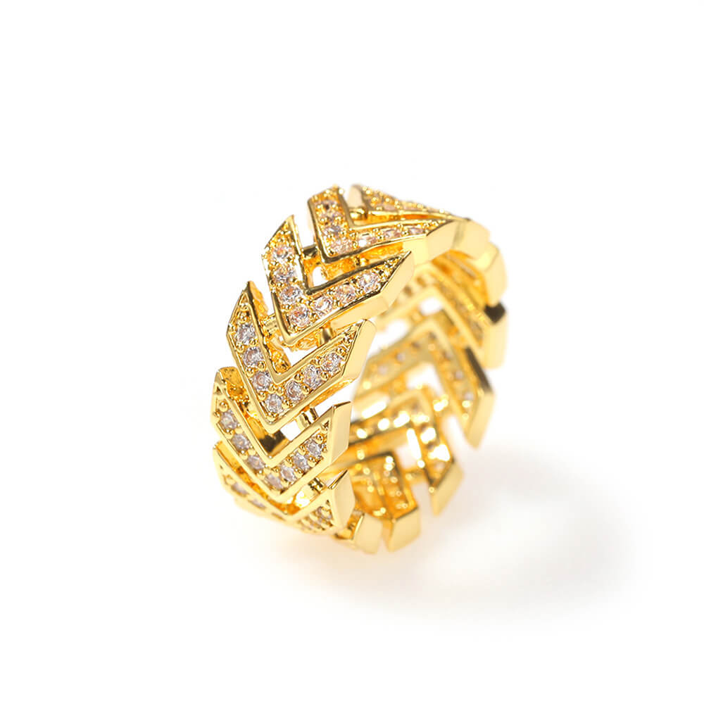 Vintage Gold-plated Arrow Style Copper Inlaid Zircon Ring