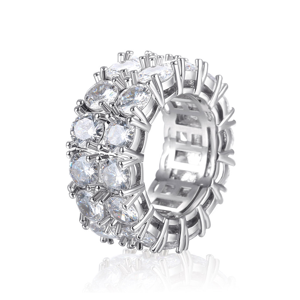 Iced Double Rows Gems Hip Hop Ring