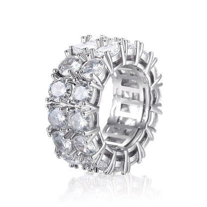 Iced Double Rows Gems Hip Hop Ring