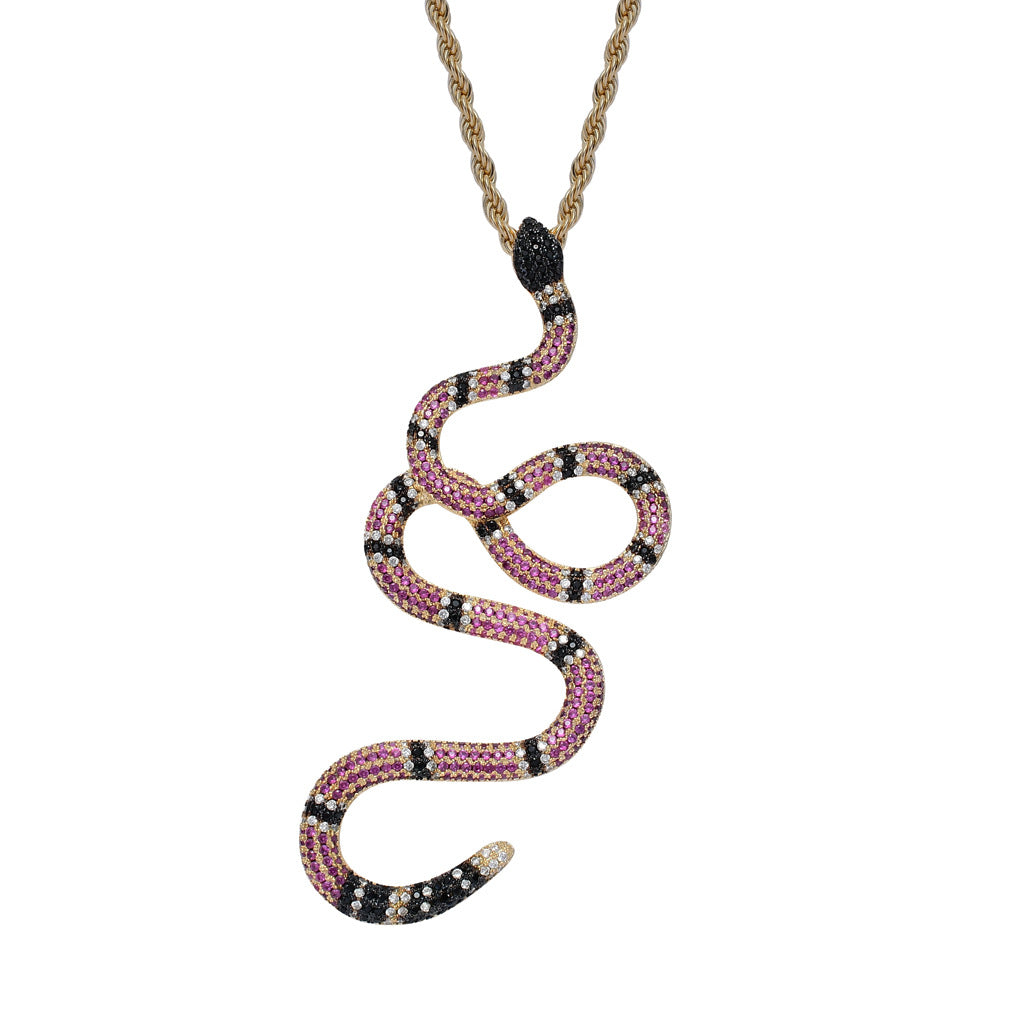 Hip Hop Colorful Snake Shape Micro Zircon Pendant