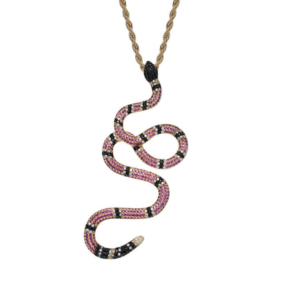 Hip Hop Colorful Snake Shape Micro Zircon Pendant