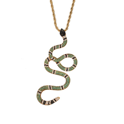 Hip Hop Colorful Snake Shape Micro Zircon Pendant