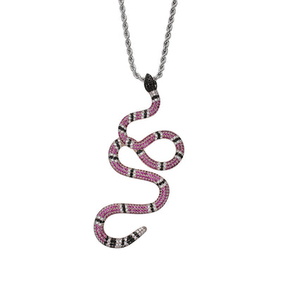 Hip Hop Colorful Snake Shape Micro Zircon Pendant