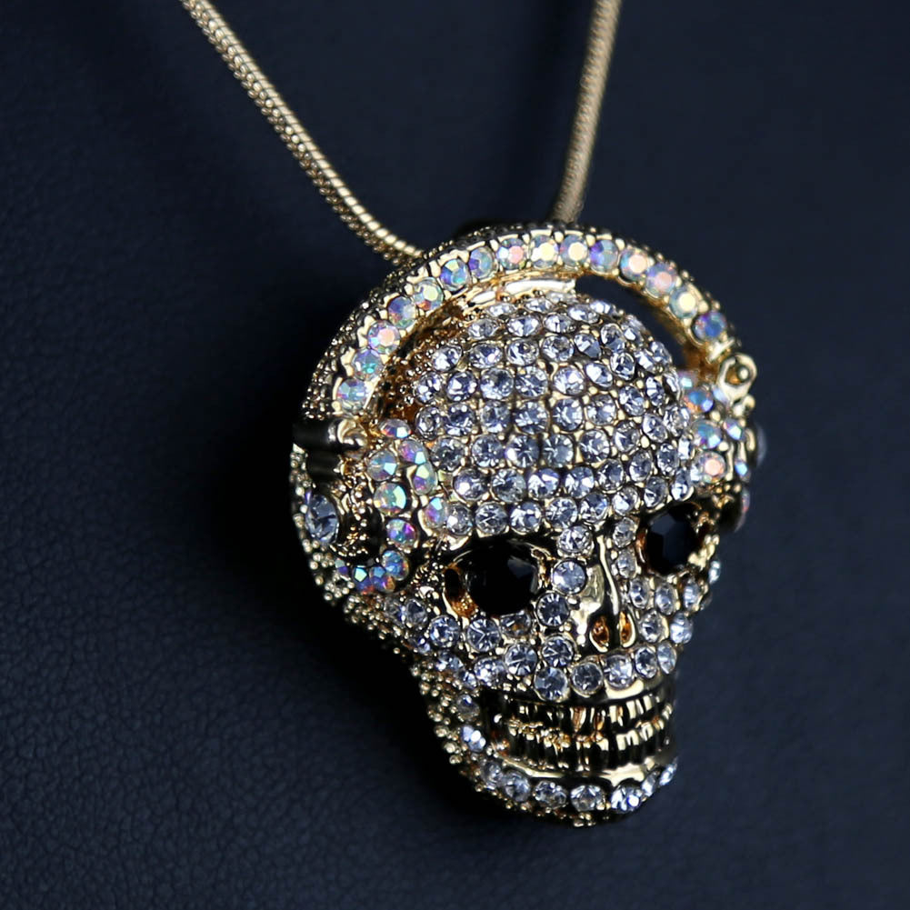 Earphone Skull Pendant With Diamonds