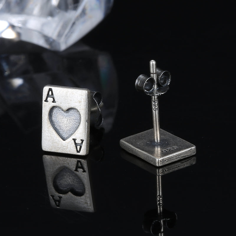 Ace of Spades Playing Card Stud Earrings