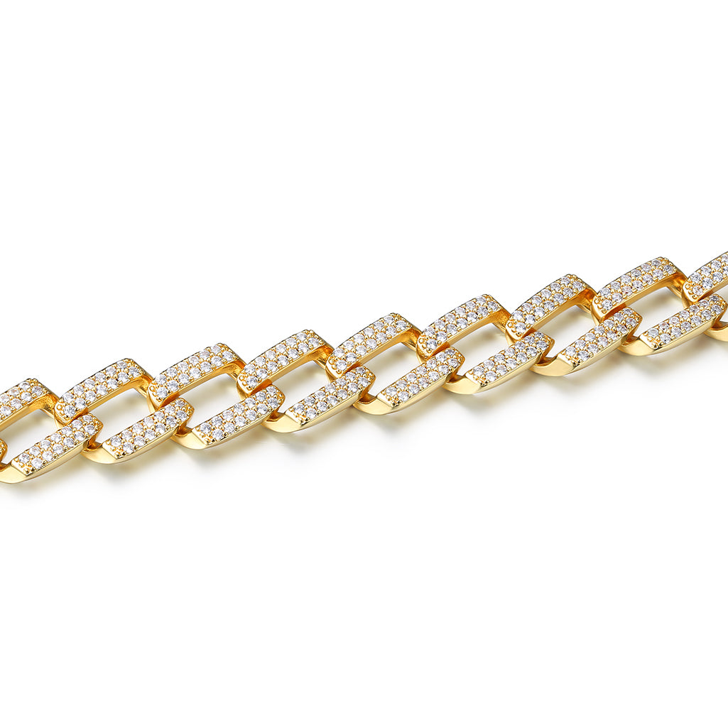 14mm Strip Miami Full Zircon Cuban Bracelet