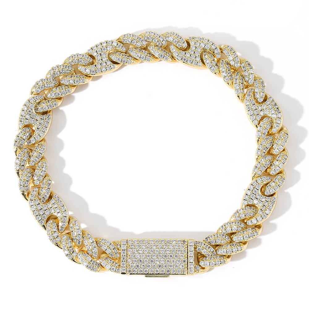 10mm Pig Nose Micro-inlaid Zircon Cuban Chain Bracelet