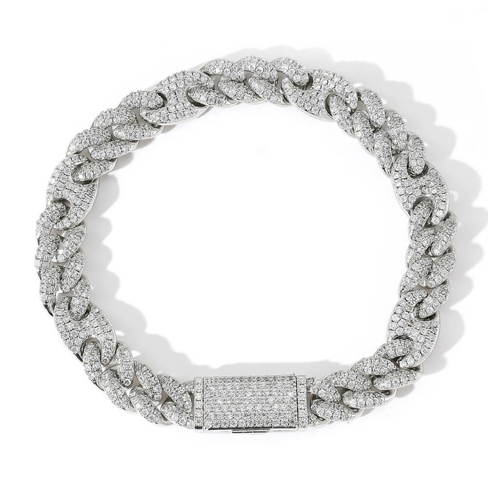 10mm Pig Nose Micro-inlaid Zircon Cuban Chain Bracelet