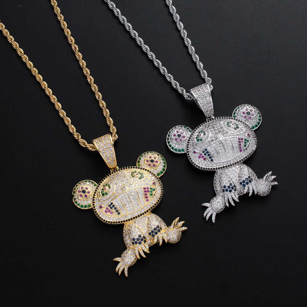 Colorful Cartoon Frog Micro-inlaid Zircon Pendant