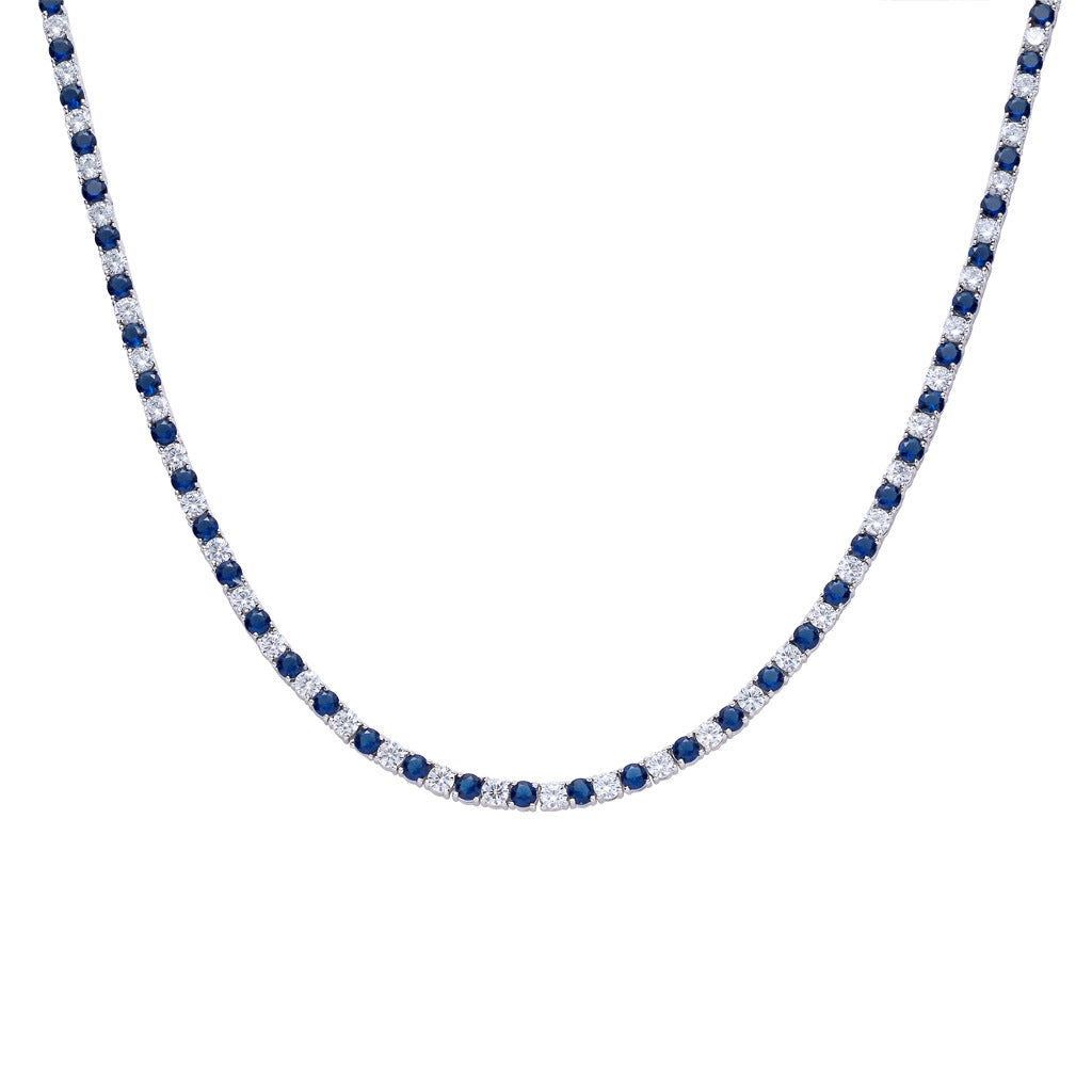 Blue&White Zircon Tennis Chain Hip Hop Necklace