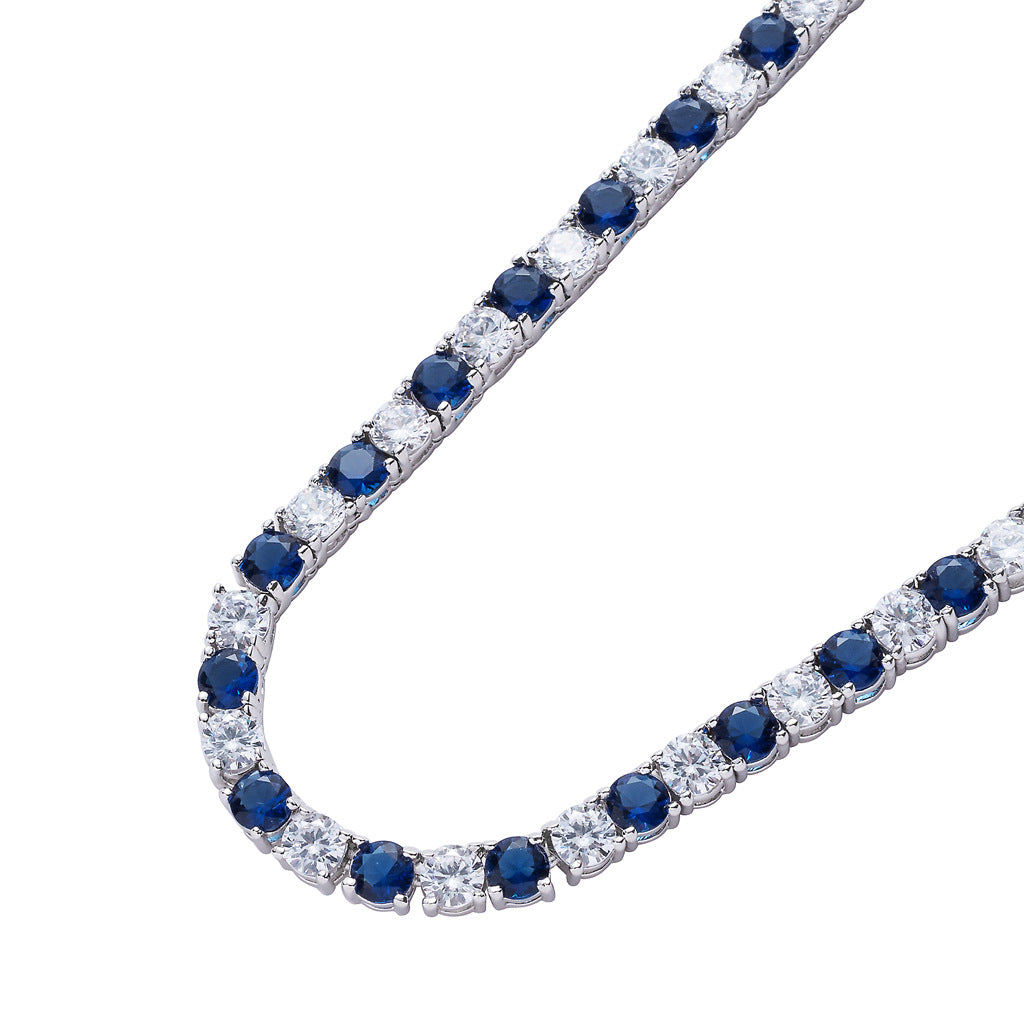 Blue&White Zircon Tennis Chain Hip Hop Necklace