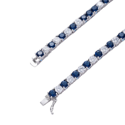 Blue&White Zircon Tennis Chain Hip Hop Necklace