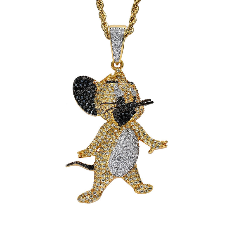 Classic Anime Cat and Mouse Jerry Zircon Pendant