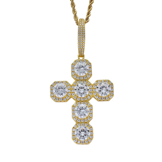 Full Zircon Large Cross Solid Hip Hop Pendant