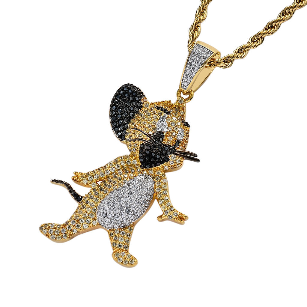 Classic Anime Cat and Mouse Jerry Zircon Pendant