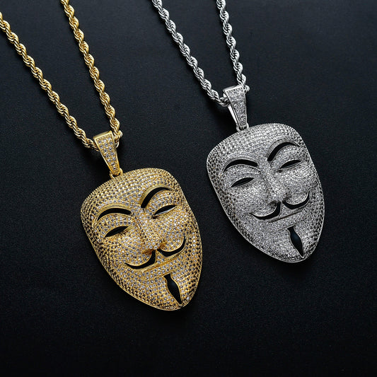 Movie V For Vendetta Character Mask Head Zircon Stone Pendant