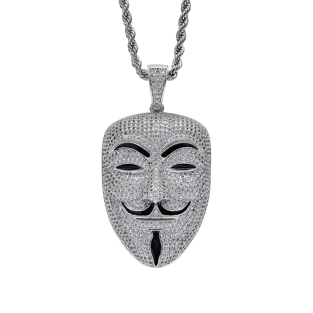 Movie V For Vendetta Character Mask Head Zircon Stone Pendant