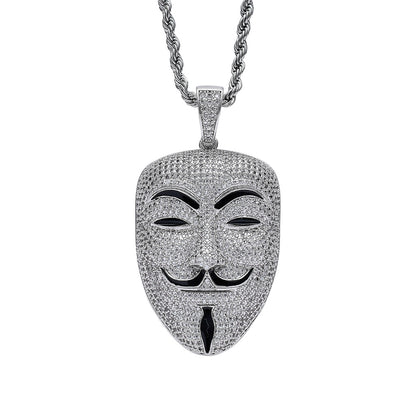 Movie V For Vendetta Character Mask Head Zircon Stone Pendant